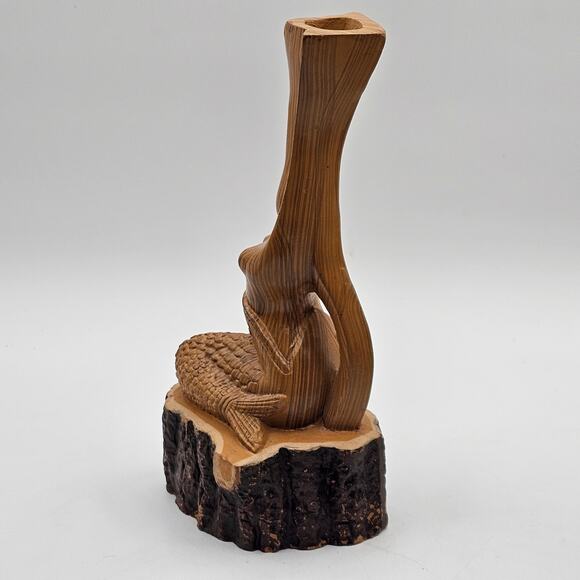 Vintage Mid-Century Art Deco Mermaid & Pinup Sculptures–Faux Wood Ceramic Vases - Picture 8 of 10